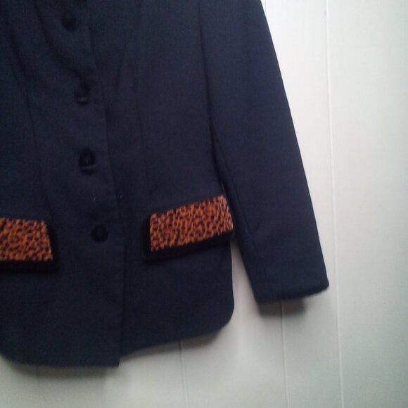 Lord & Taylor Jacket Blazer 8 Wool Animal Print Black - Picture 11 of 15